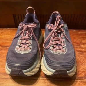 Hoka One One Bondi 6 Womens Size 9.5 Purple Blue Trail Running Shoes Sneakers